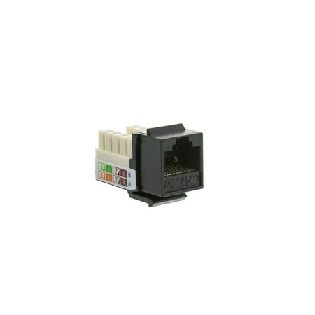 Cable Wholesale Slimline Cat5e Keystone Jack, Black, RJ45 Female to 110 Punch Down 310-120BK